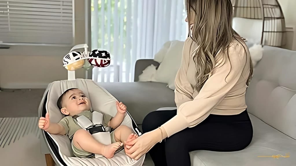 Cadeira inteligente 4Moms MamaRoo 5 com movimentos automatizados e assento acolchoado