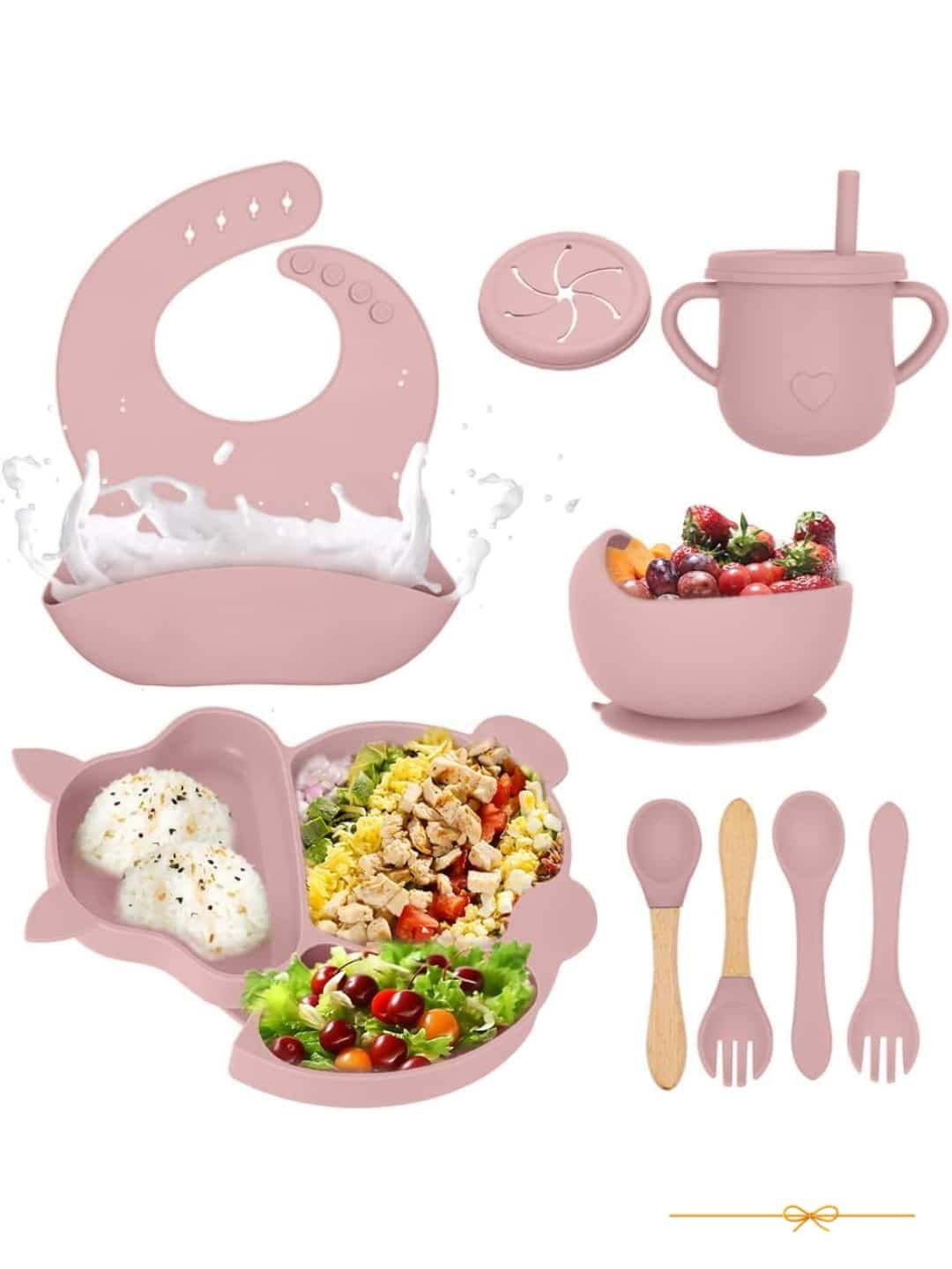 Kit Refeição Bebê Prato Babador Copo Talher Silicone Ventosa