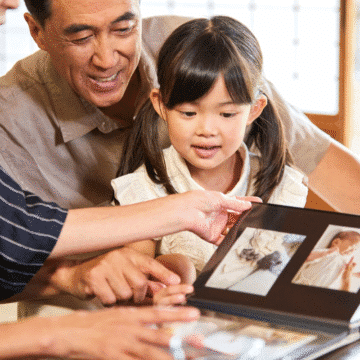 Álbum de fotos da família criando álbum de fotos em família