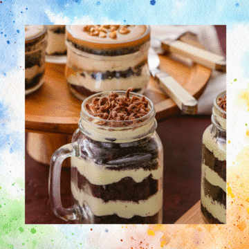 brownie no potinho de lembrancinha de maternidade