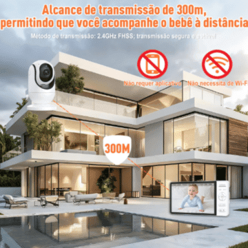 Babá Eletrônica OLANENEMcom alcance de transmissão de 300metros.