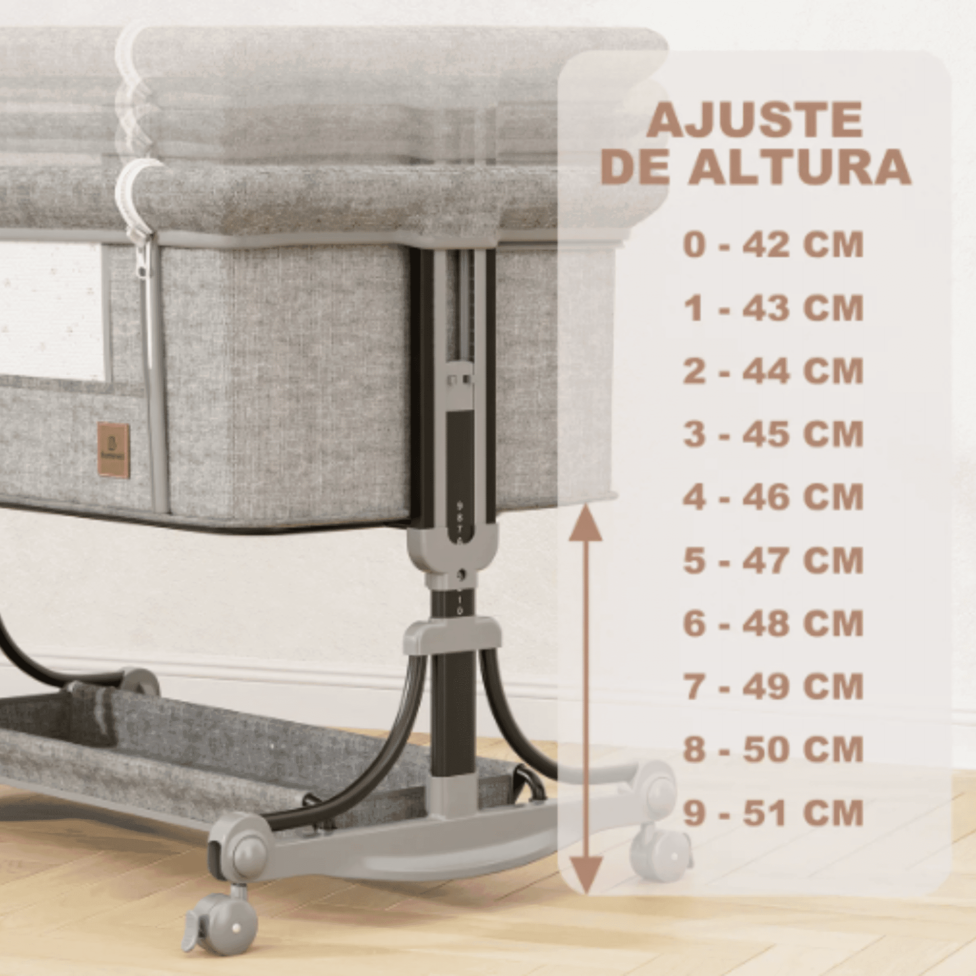 Berço portátil bebê moises da B Bambinelli ajuste de altura