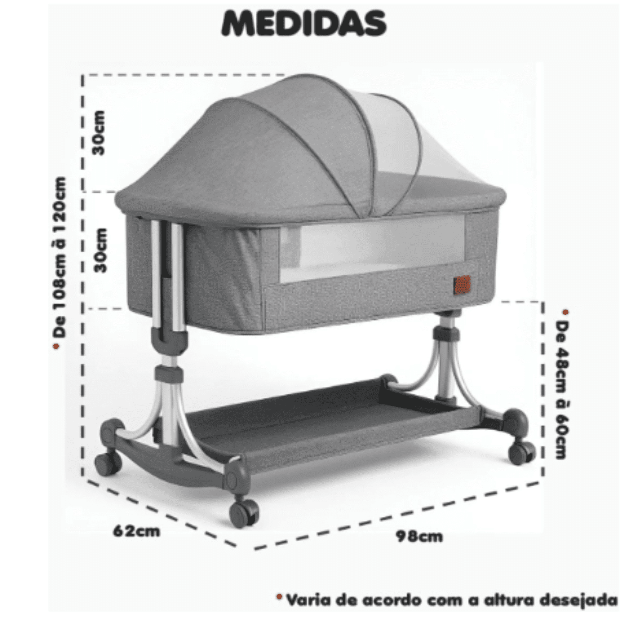Berco Portatil Moises Pipdip medidas dimensoes 1 1