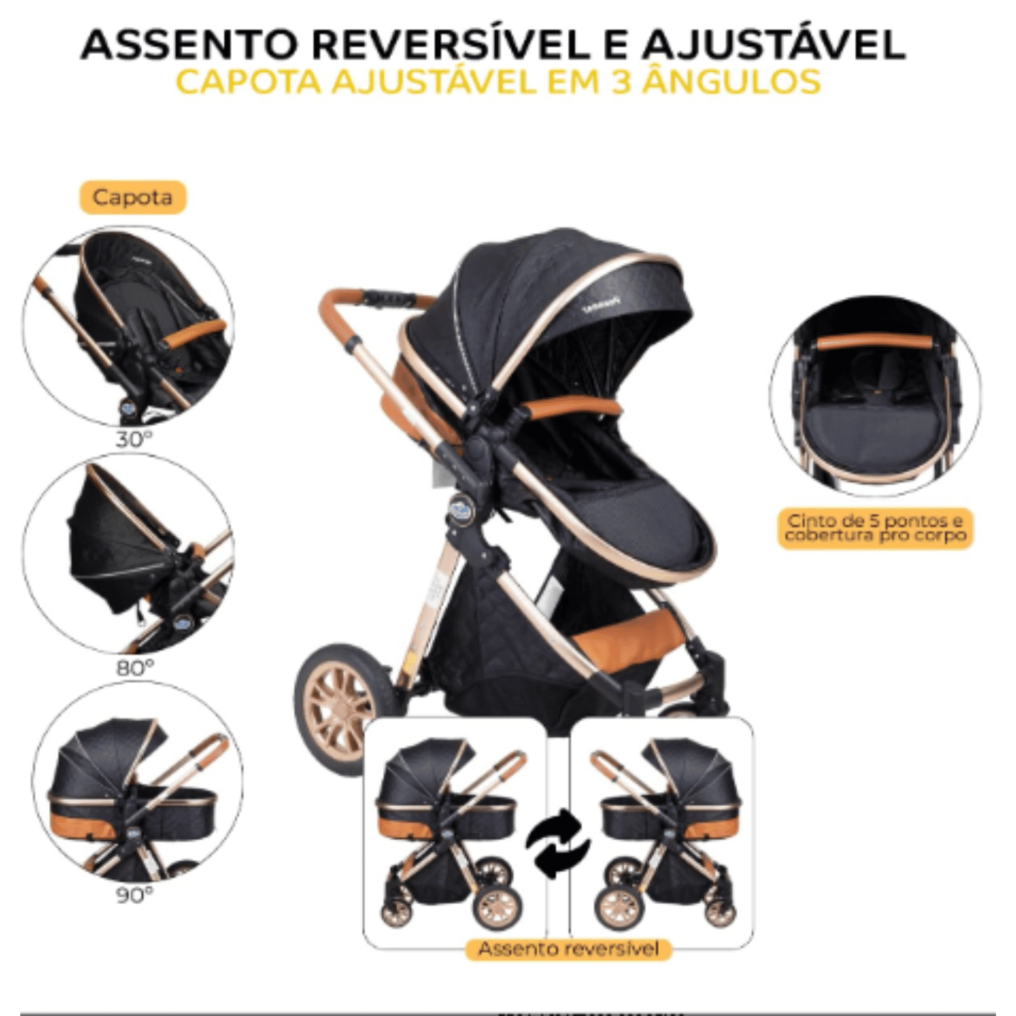 assento reversível e ajustável assento reversível e ajustável