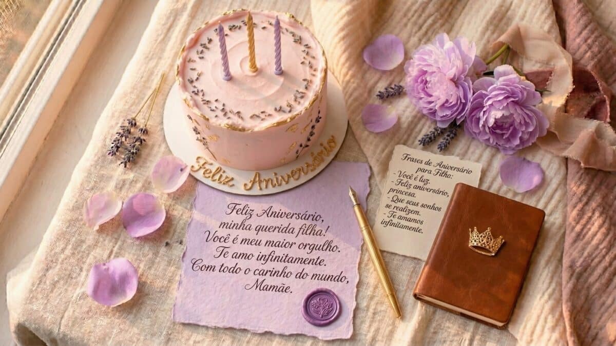 mensagemdeaniversarioparafilha Bolo de aniversário rosa com coroa e mensagem emocionante para filha — frases para aniversário de filha copiar e colar
