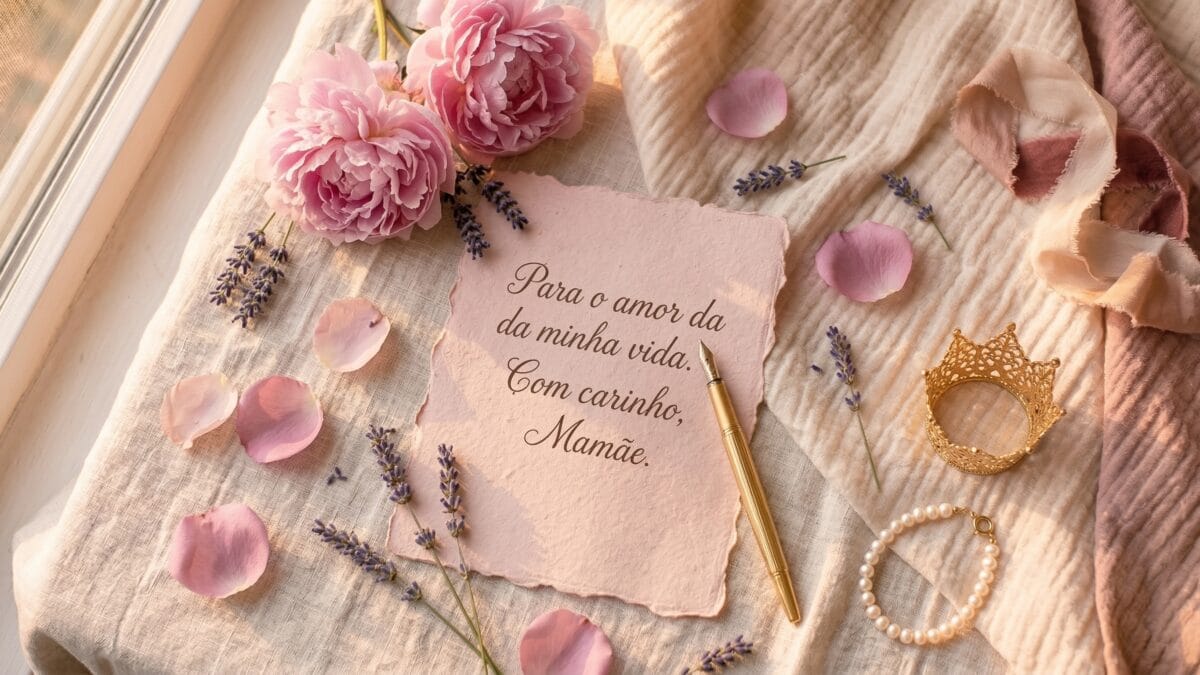 mensagens para filha Mensagens prontas para filha em papel com flores rosas e envelope, frases emocionantes de mãe para filha copiar
