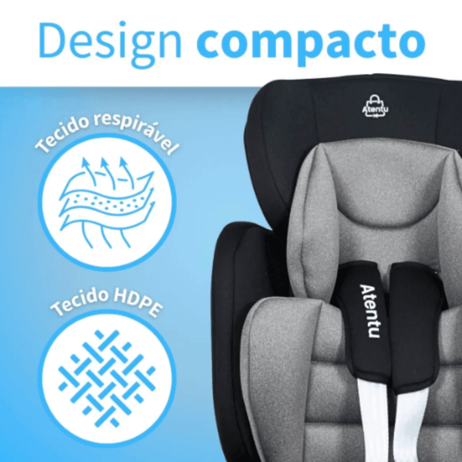 Cadeirinha para carro atentu design compacto